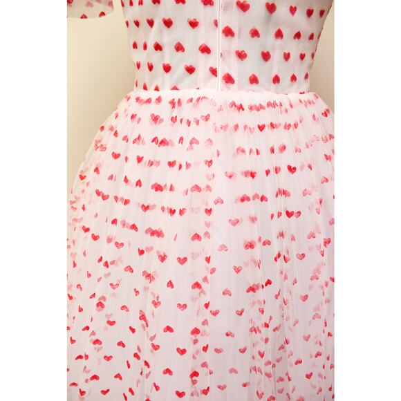 Teuta Matoshi White Heart Tulle Puff Sleeve Dress Gown Size Small - Picture 8 of 10